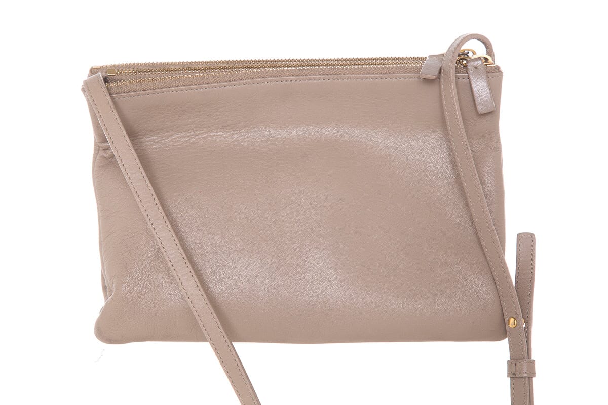 Celine Lambskin Taupe Tri Pouch Cross-Body