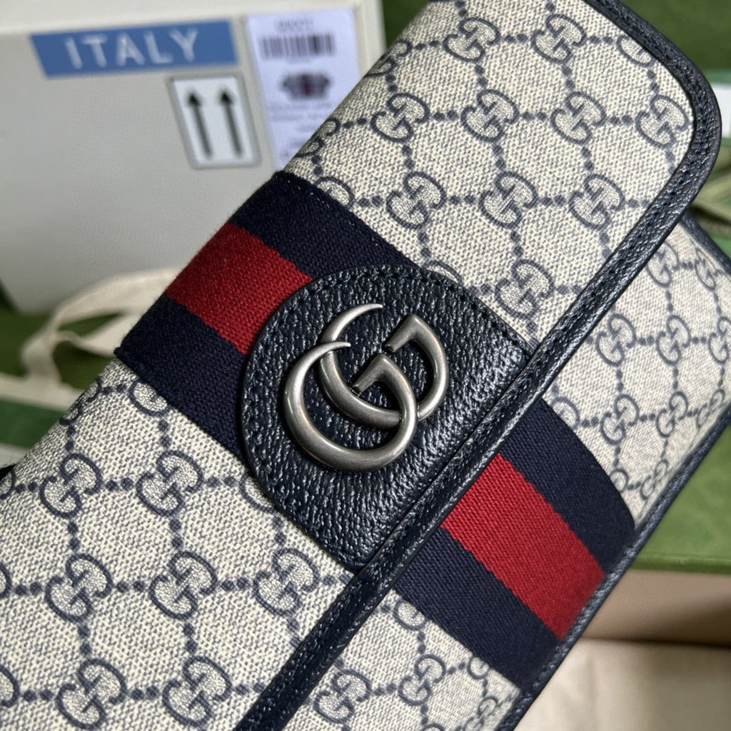 Glami OphiGLAMIa Belt Bag Beige And Blue Glami Supreme Canvas For Men 9in/22cm Glami 674081 96IWN 4076