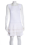 Chanel White Pleated Knit Dress SZ 38