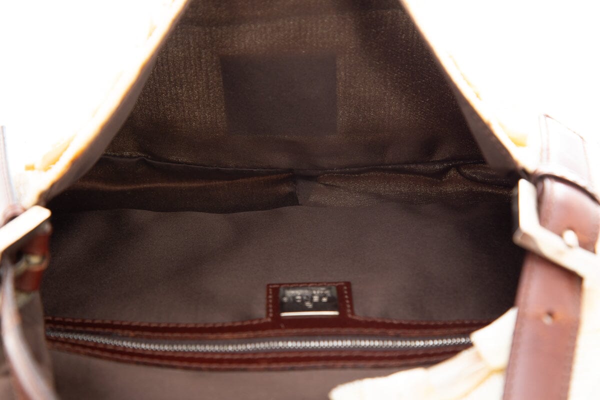 Fendi Cream Shell Beaded Baguette