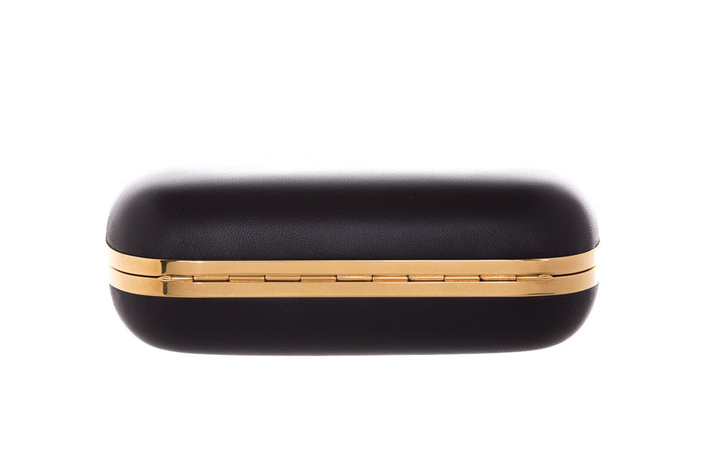 Alexander McQueen King & Queen Black Nappa Leather & Gold Hardware Clutch