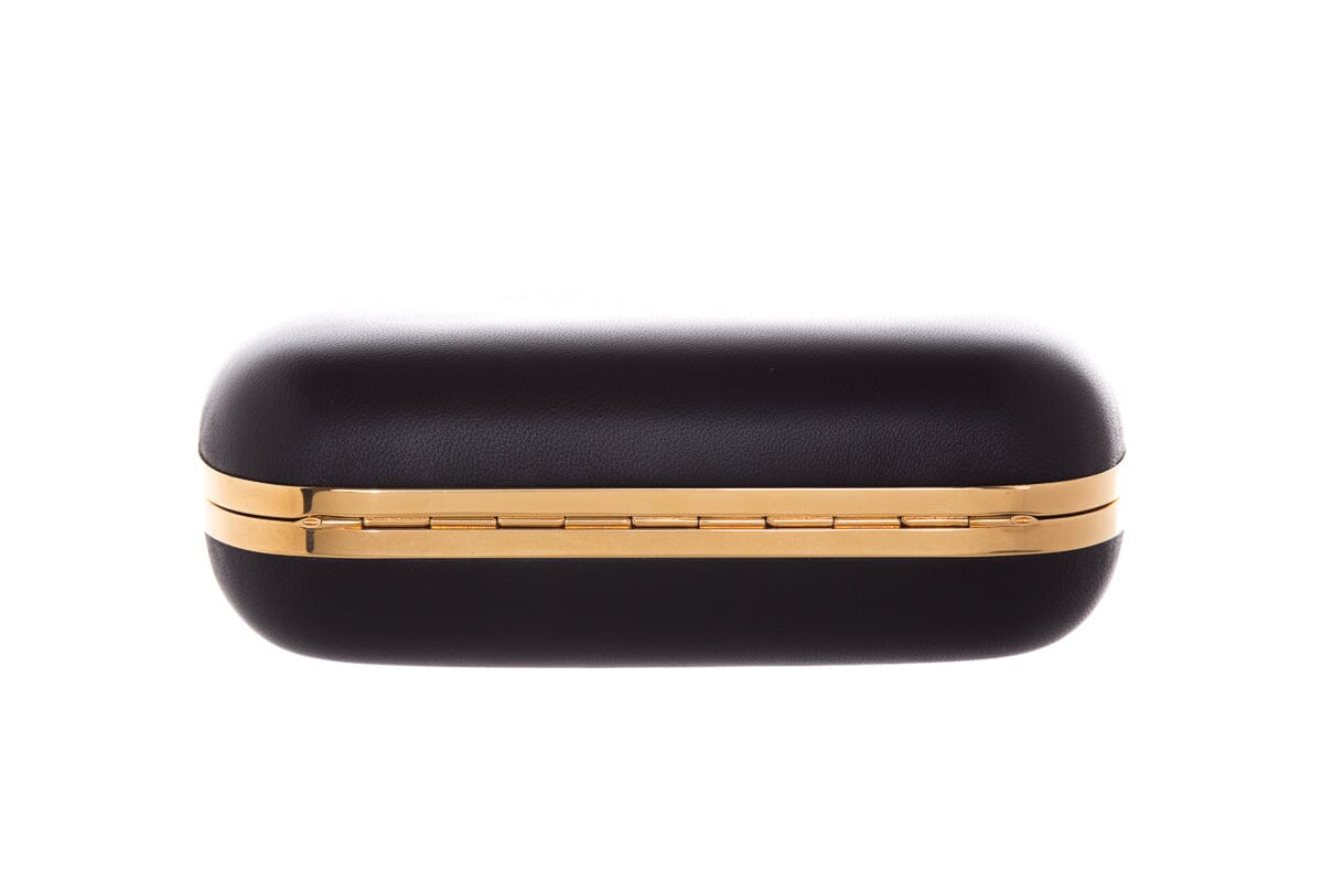 Alexander McQueen King & Queen Black Nappa Leather & Gold Hardware Clutch