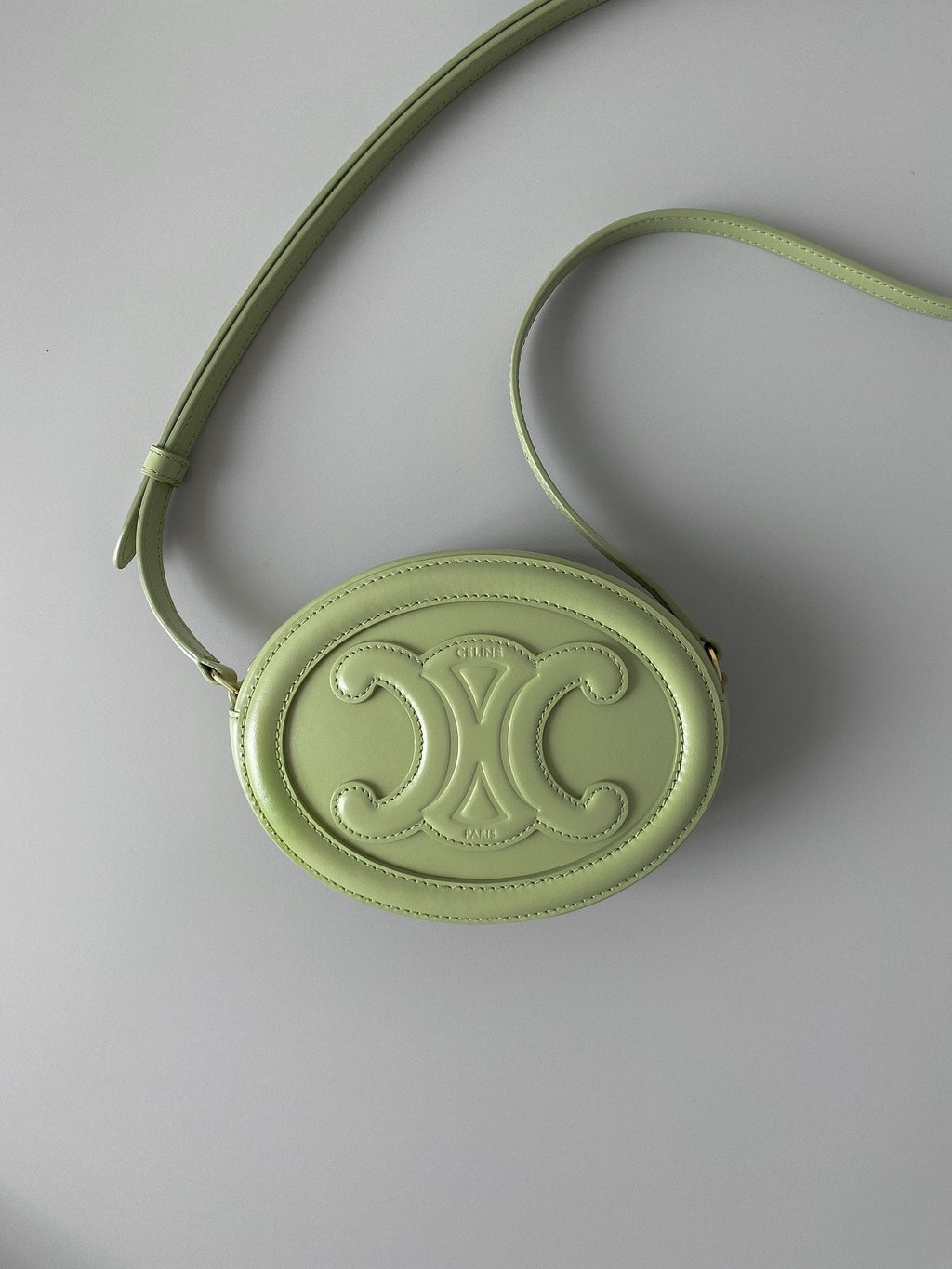 GLAMI Crossbody Oval Purse Cuir Triomphe Mint Green For Women 6in/16cm