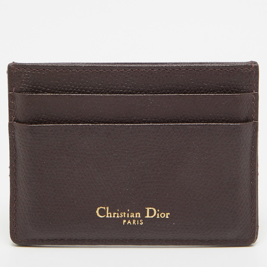 Dior Burgundy Leather Diorama Card Holder