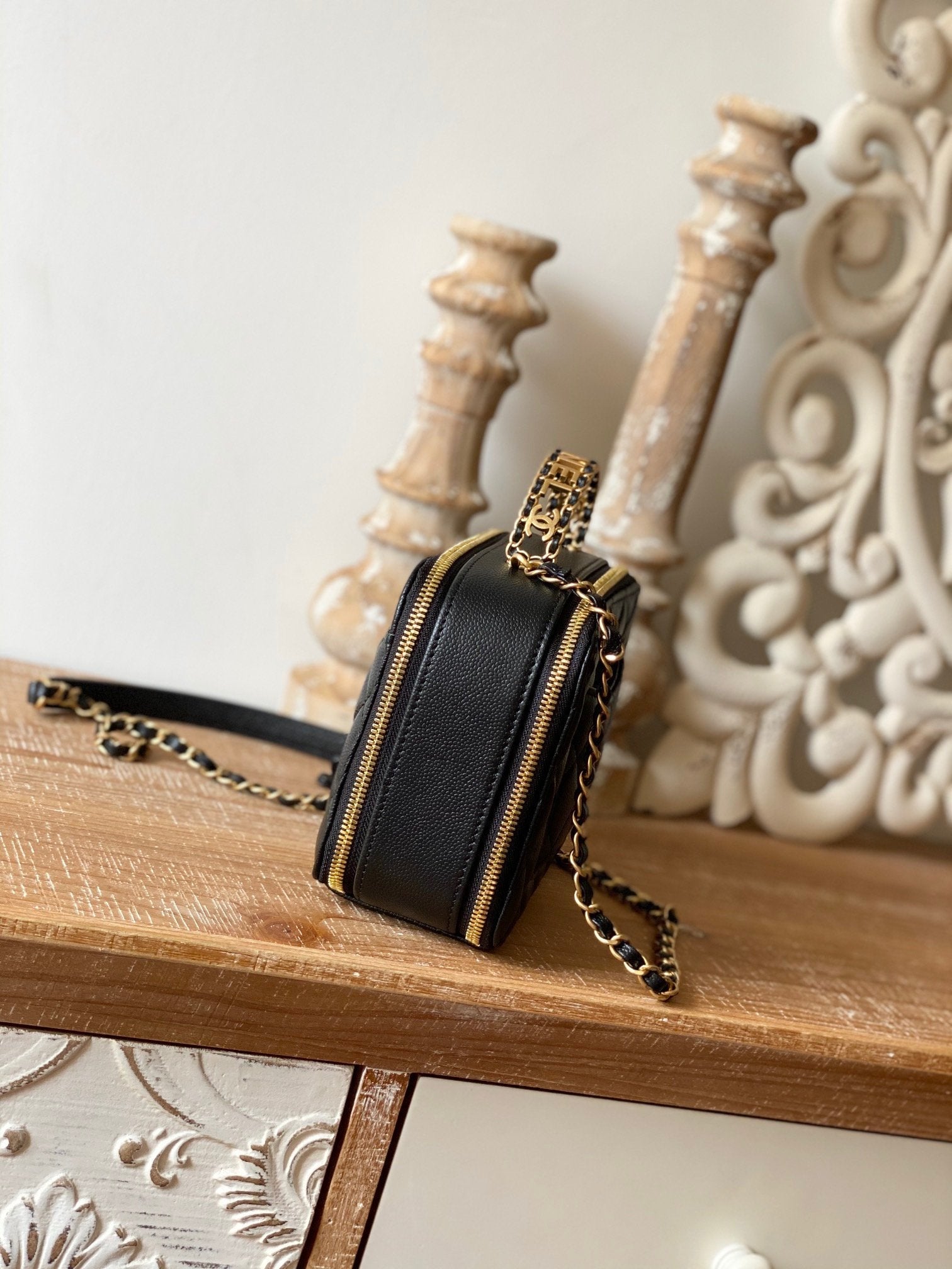 CHL Small Vanity Case Gold Hardware Black For Women, Women’s Handbags, Shoulder Bags 5.9in/15cm AS3228 B08008 94305