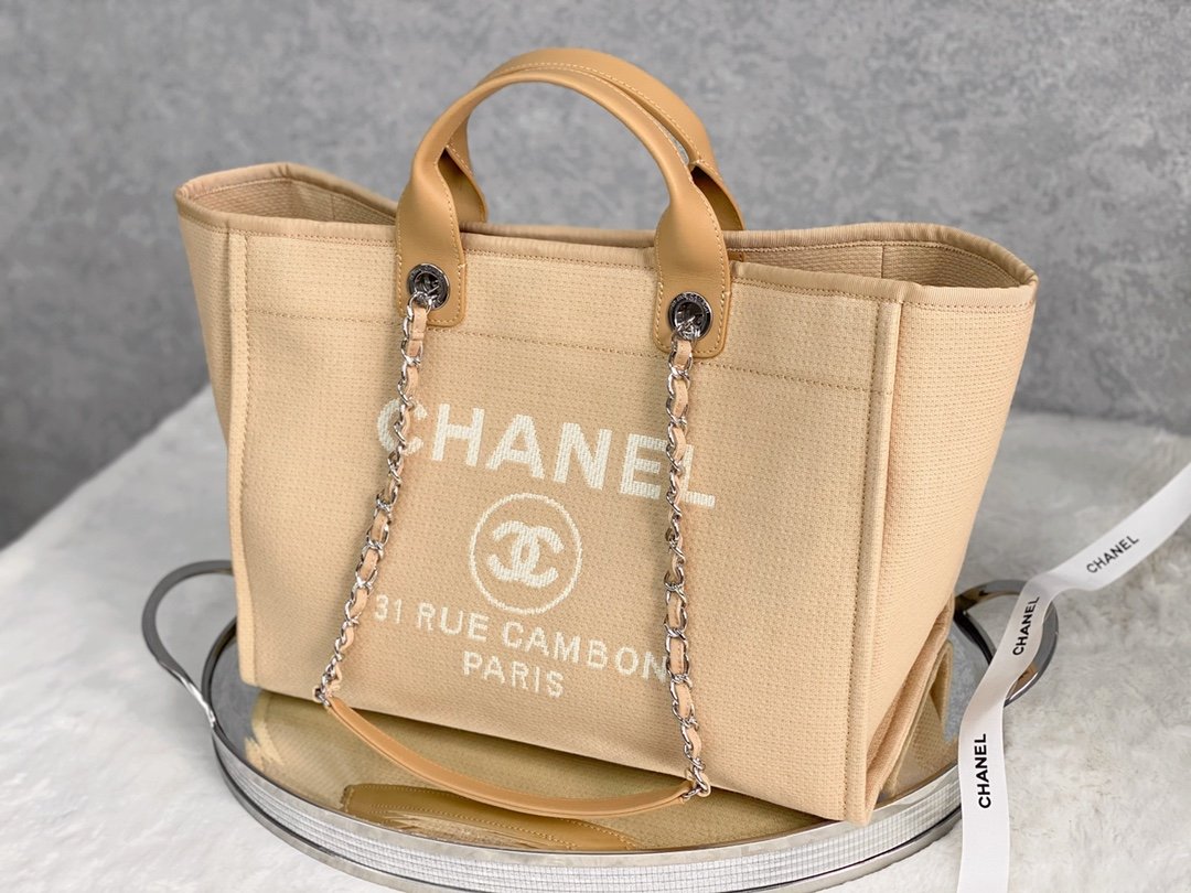 CHLSmall Shopping Bag Silver Hardware Raffia For Women, Women’s Handbags, Shoulder Bags 15.2in/39cm AS3257