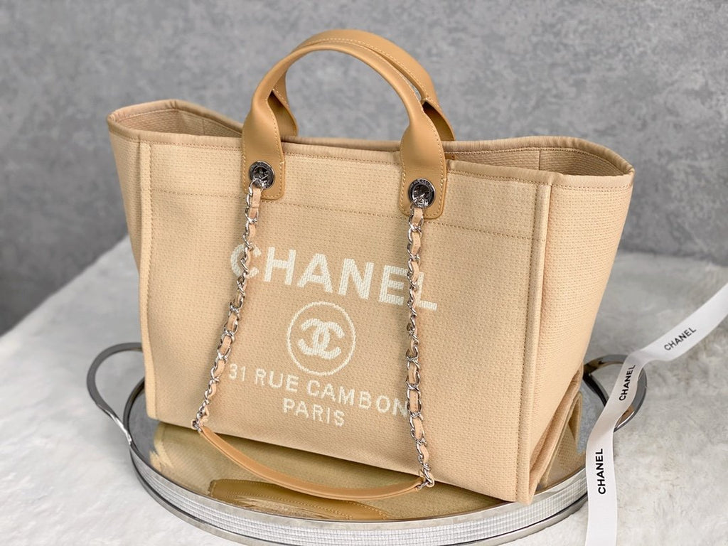 CHLSmall Shopping Bag Silver Hardware Raffia For Women Handbags, Shoulder Bags 15.2in/39cm AS3257