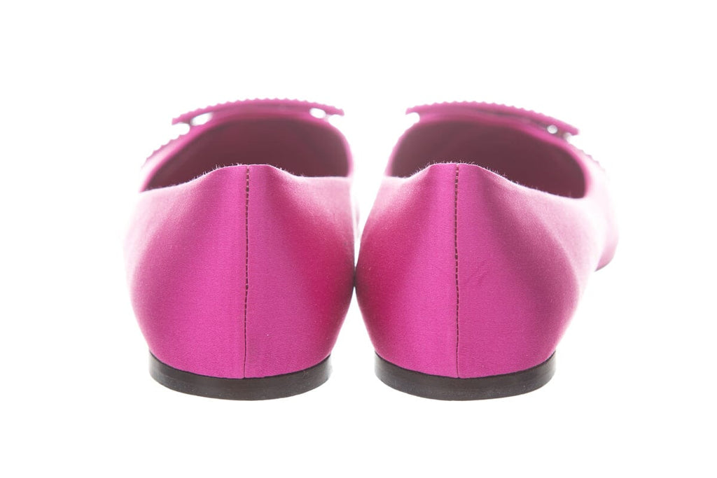 Roger Vivier Fuchsia Satin & Crystal Flats SZ 39