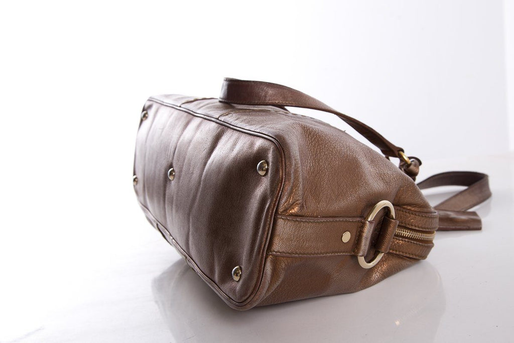 Saint Laurent Bronze Leather Dual Handle Bag