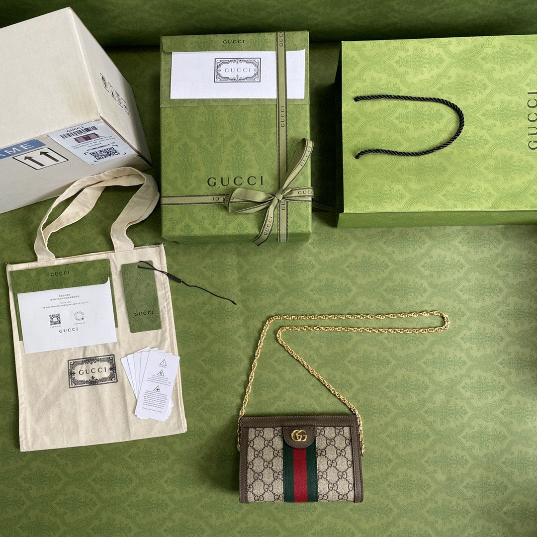 gg Ophidia Mini Shoulder Bag Beige/Ebony gg Supreme Canvas Green And Red Web Detail Brown For Women 7.5in/19cm gg 602676 K05NB 8745