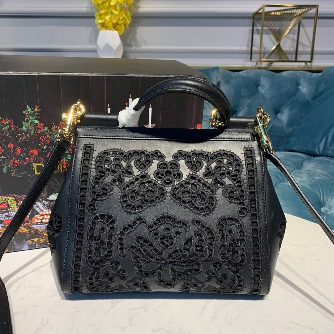 GLAMI MeGLAMIum Sicily Soft Bag In Embroidered Black For Women 10.2in/26cm GLAMI