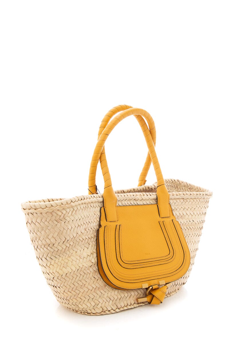 Chloe Yellow Raffia Marcie Basket Handbag