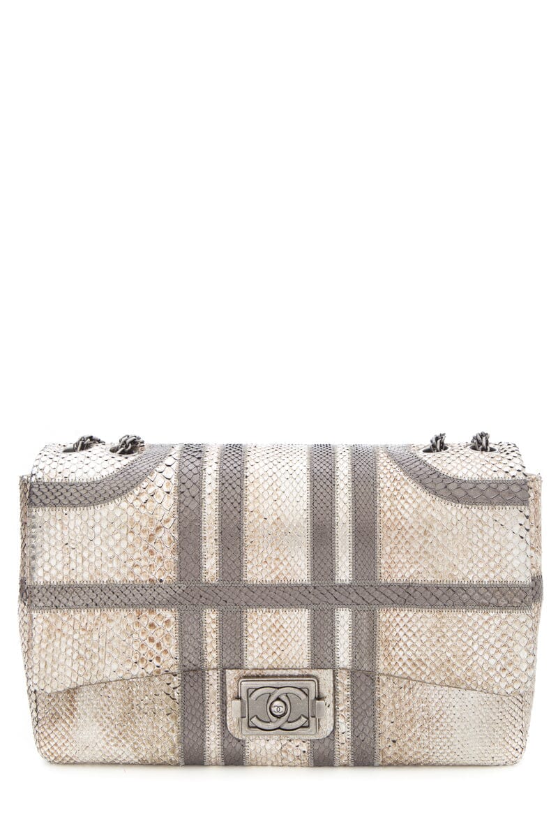 Chanel Gold & Gray Python 2012 Handbag