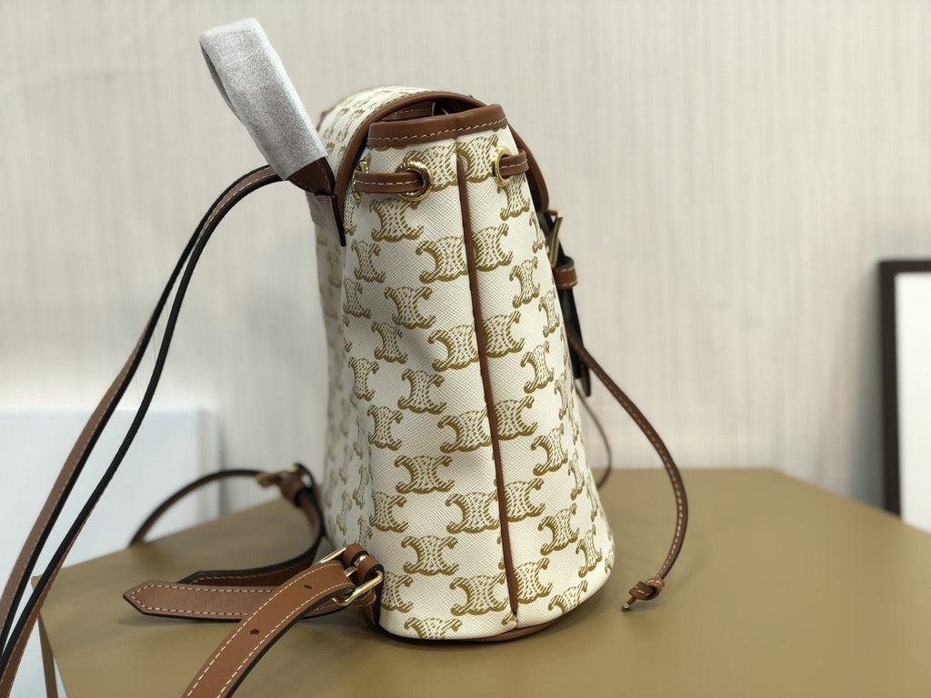 GLAMI Mini Backpack Folco In Triomphe Canvas White For Women 7in/20cm 197662CAS.01BC