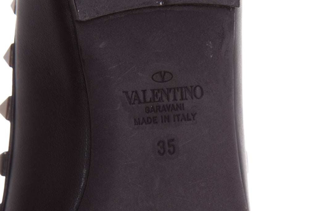 Valentino Garavani Black Rockstud Leather Flats SZ 35