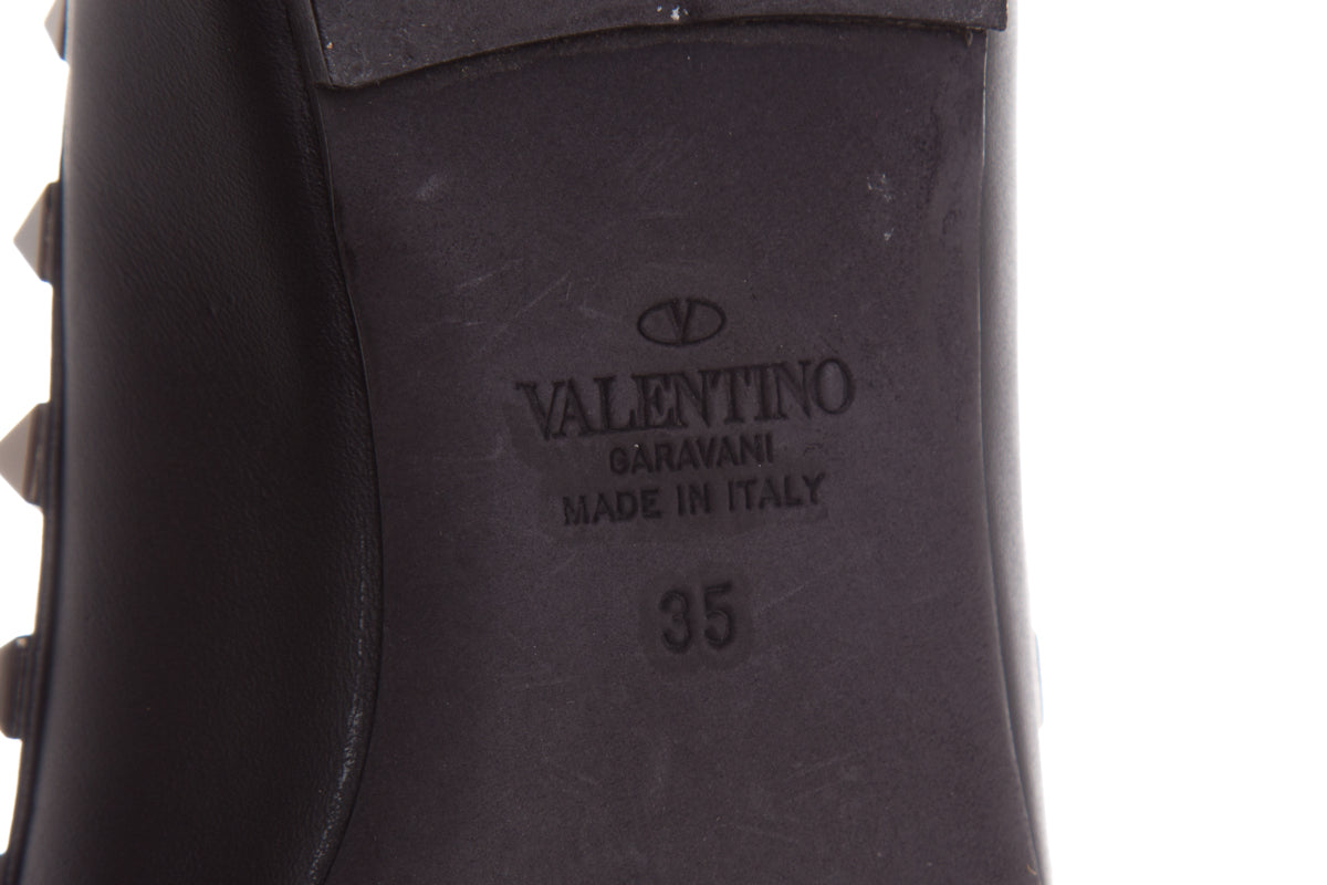 Valentino Garavani Black Rockstud Leather Flats SZ 35