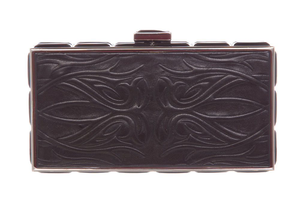 Judith Leiber Vintage Black Leather Embellished Evening Bag