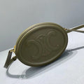 GLAMI Crossbody Oval Purse Cuir Triomphe Dark Green For Women 6in/16cm