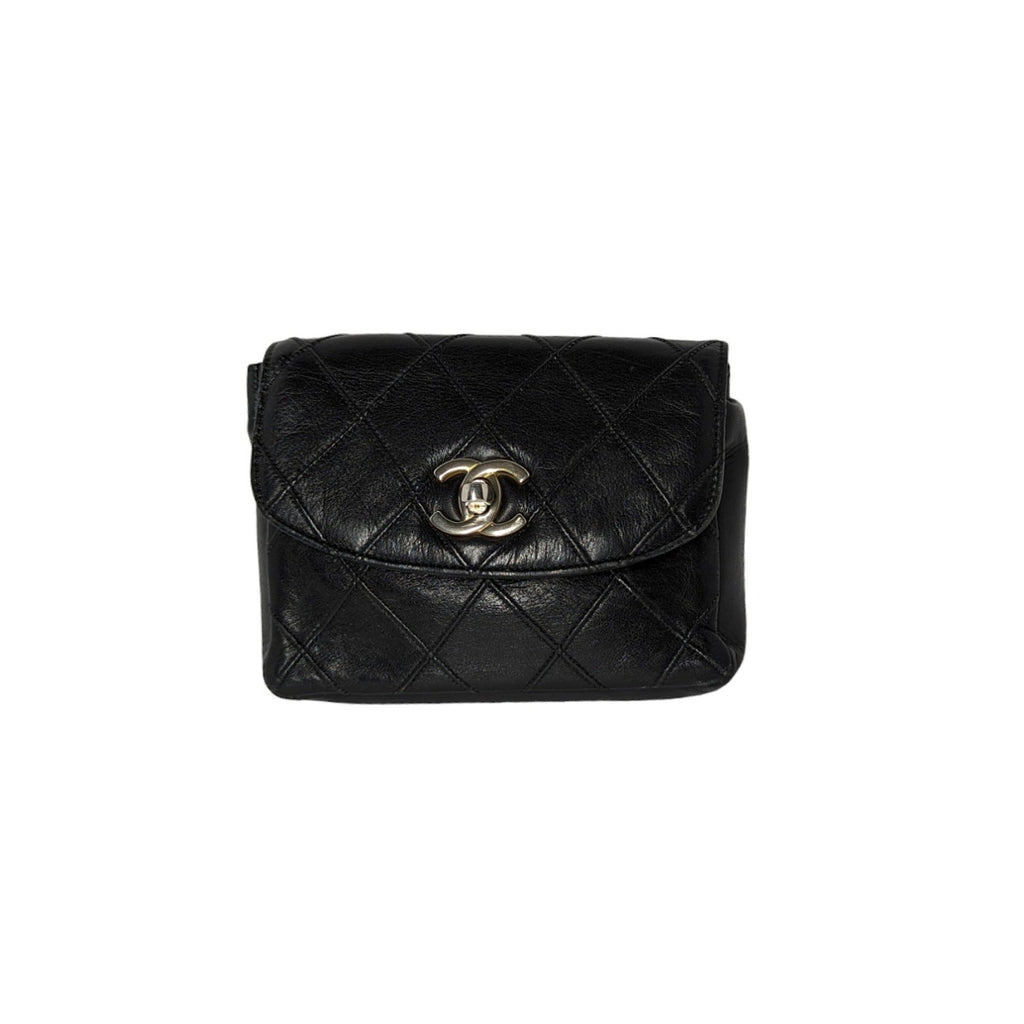 Chanel Vintage Lambskin Diamond Stitched Flap Waist Belt Bag