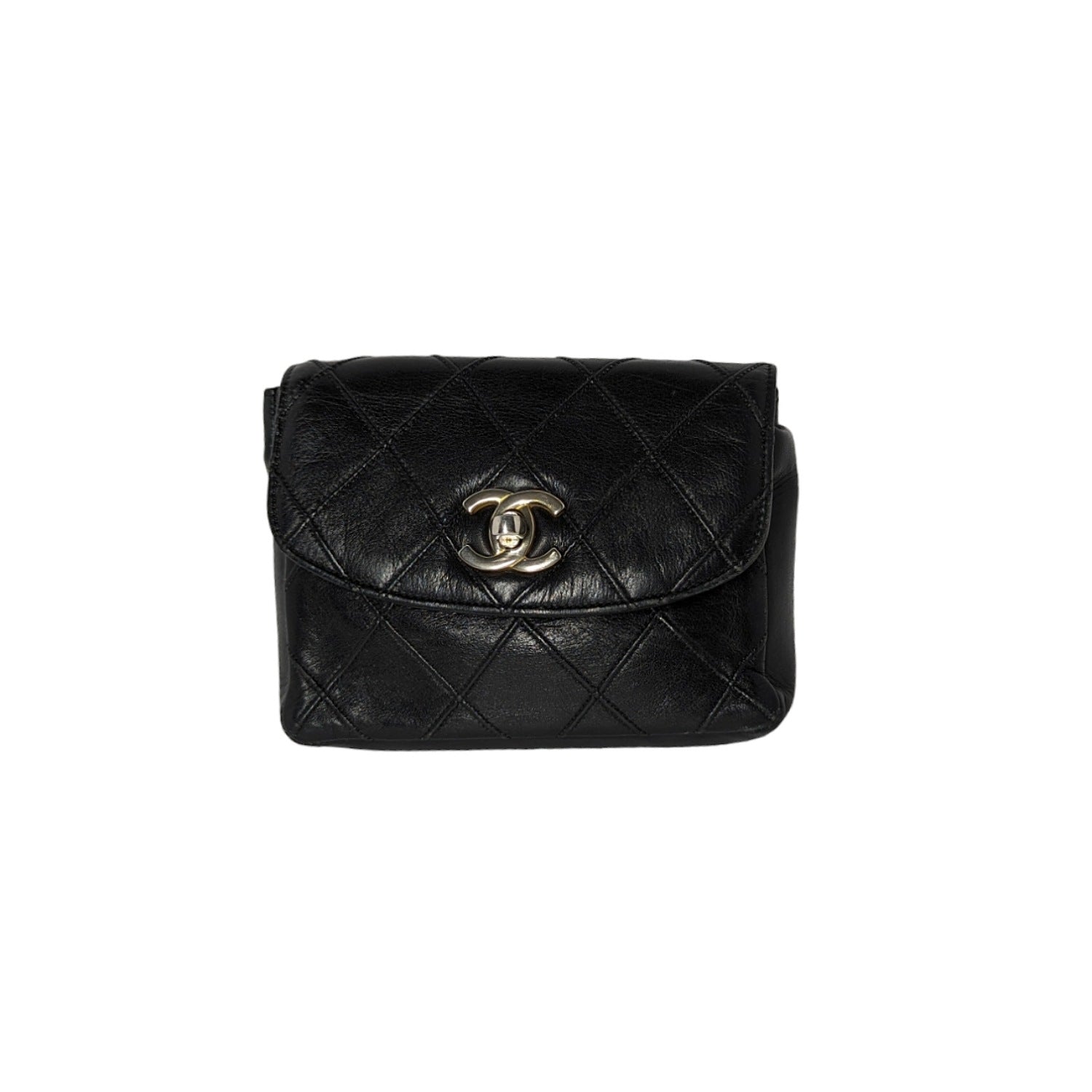 Chanel Vintage Lambskin Diamond Stitched Flap Waist Belt Bag