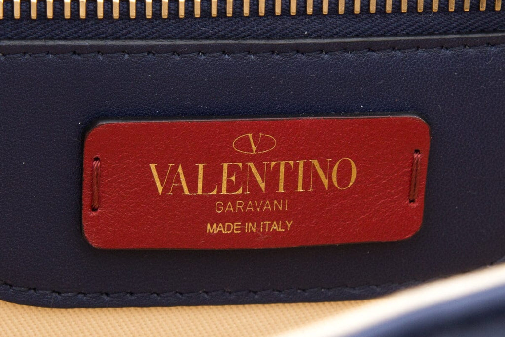 Valentino Navy & Red Leather Candystud Top Handle Handbag