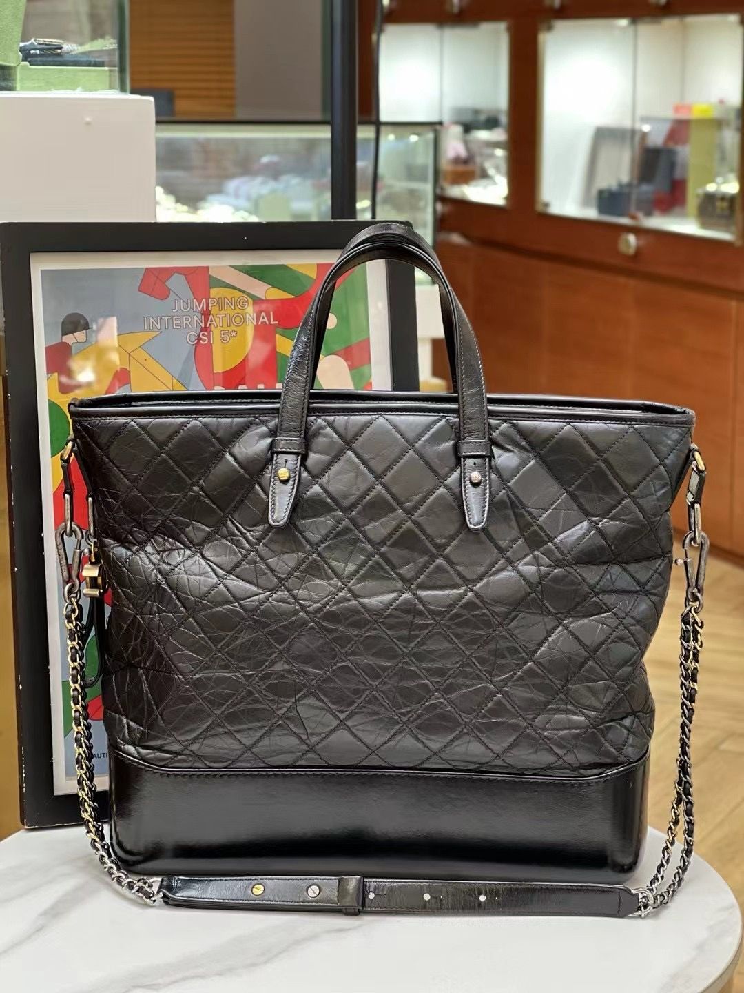 Preloved Chanel Gabrielle Tote Large 34x31cm Black 12449