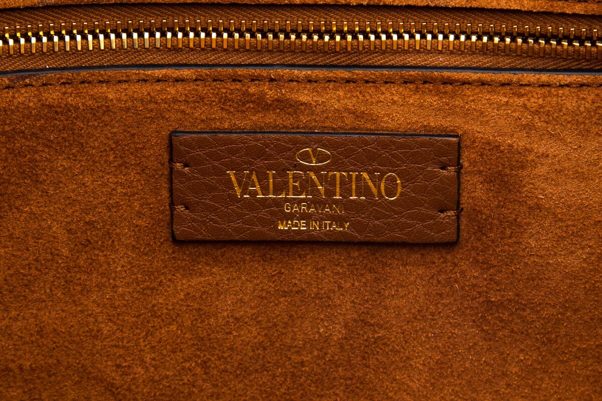 Valentino Brown Roman Stud Quilted Tote NWT