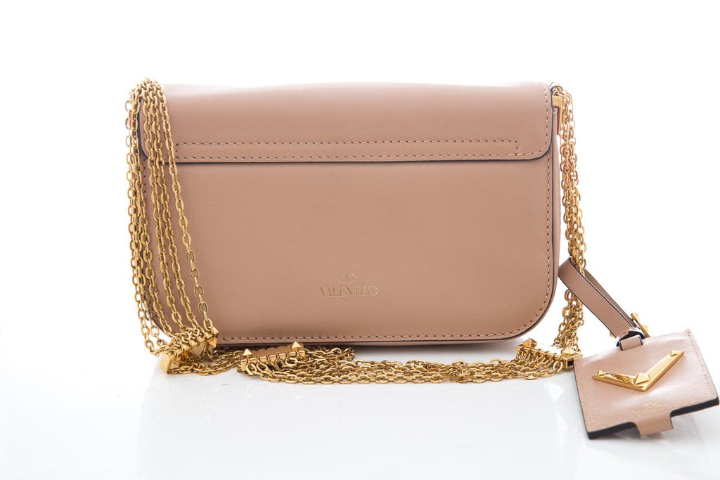Valentino Garavani Vitello Multi Chain Beige Shoulder Bag
