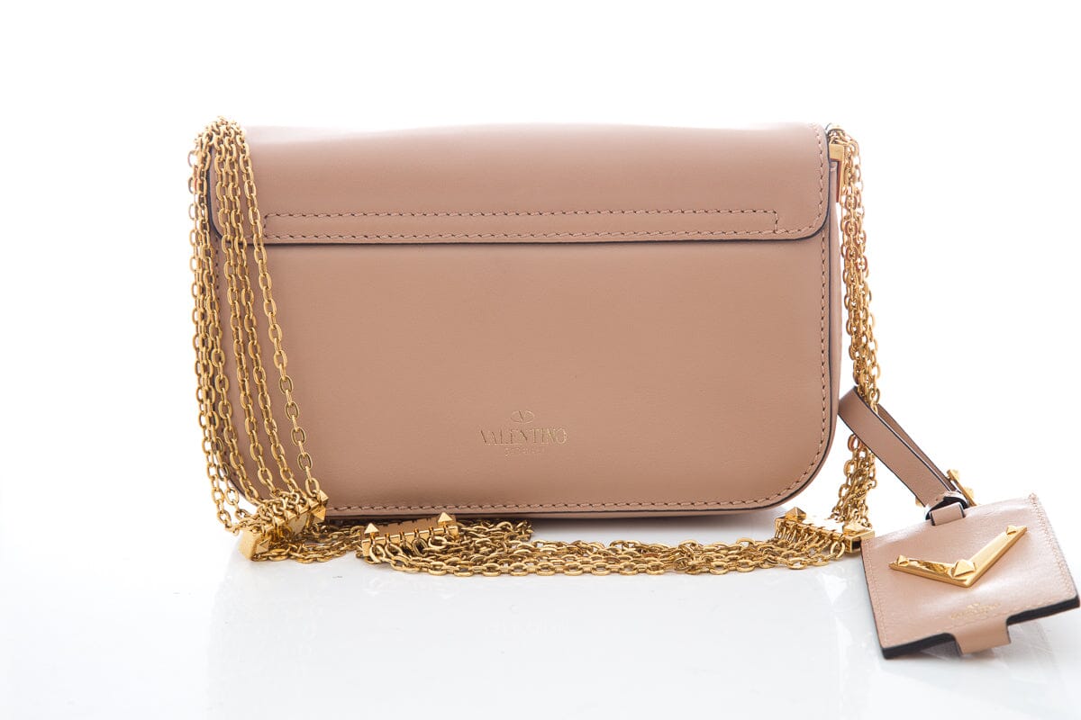 Valentino Garavani Vitello Multi Chain Beige Shoulder Bag