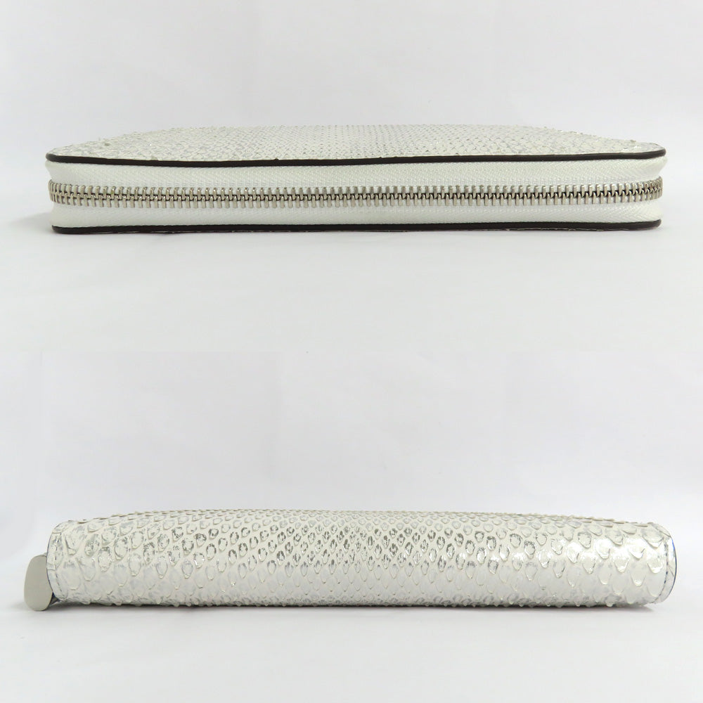 Louis Vuitton Zippy Wallet Python N83603 Round  Wallet Leather White x Silver Padlock CITES  Mens Extreme Beauty