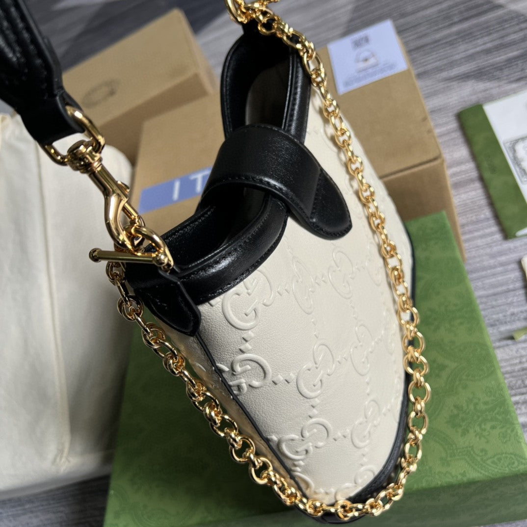 Glami Small Glami Shoulder Bag White Debossed For Women 9.8in/25cm 675788 Glami UD9AX 9099