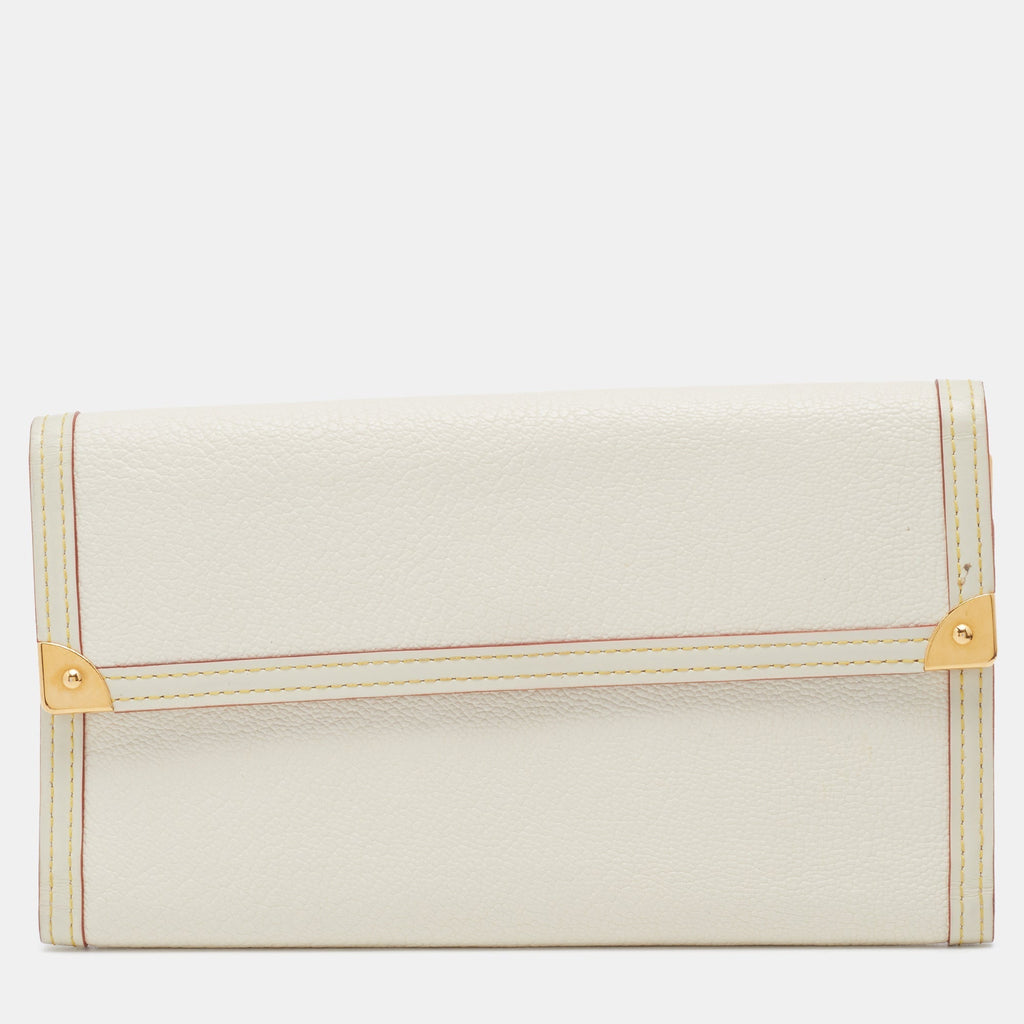 Louis Vuitton White Suhali Leather Porte Tresor International Wallet..