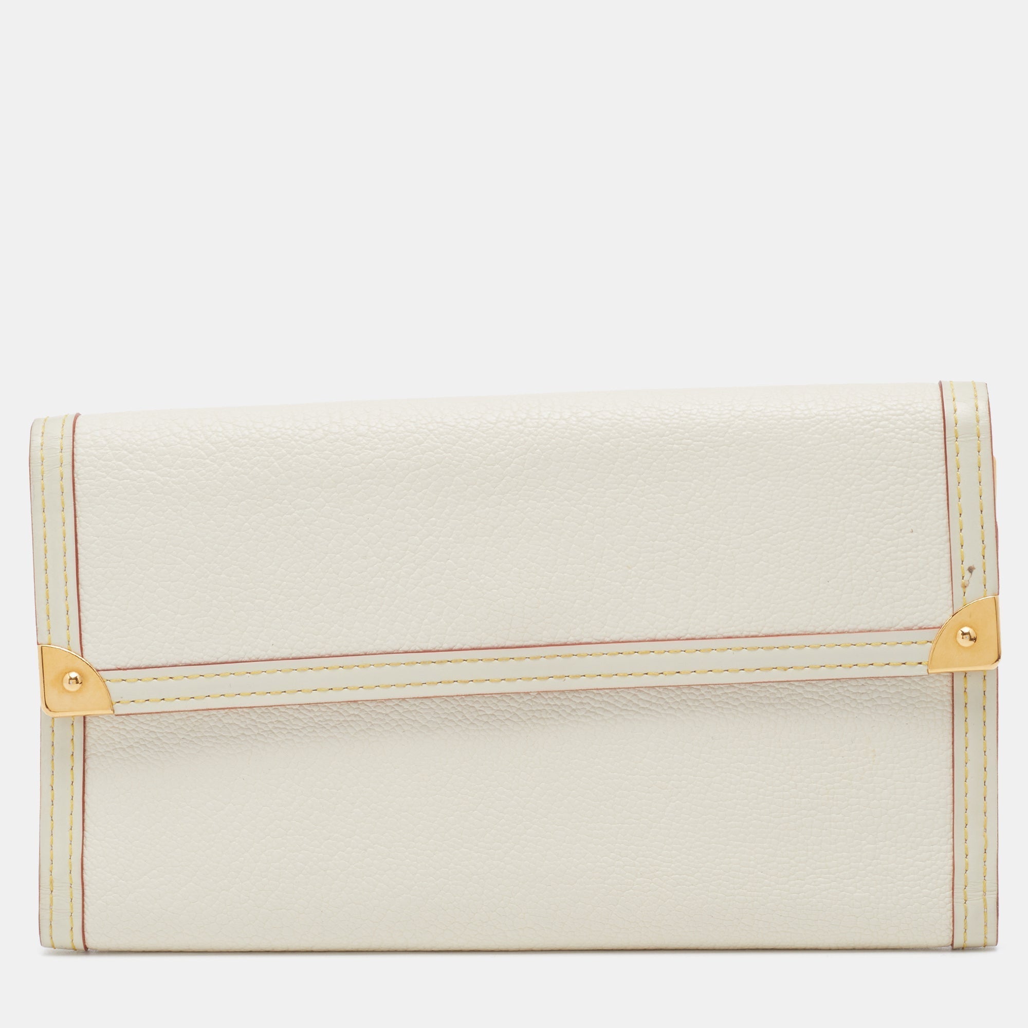 Louis Vuitton White Suhali Leather Porte Tresor International Wallet..