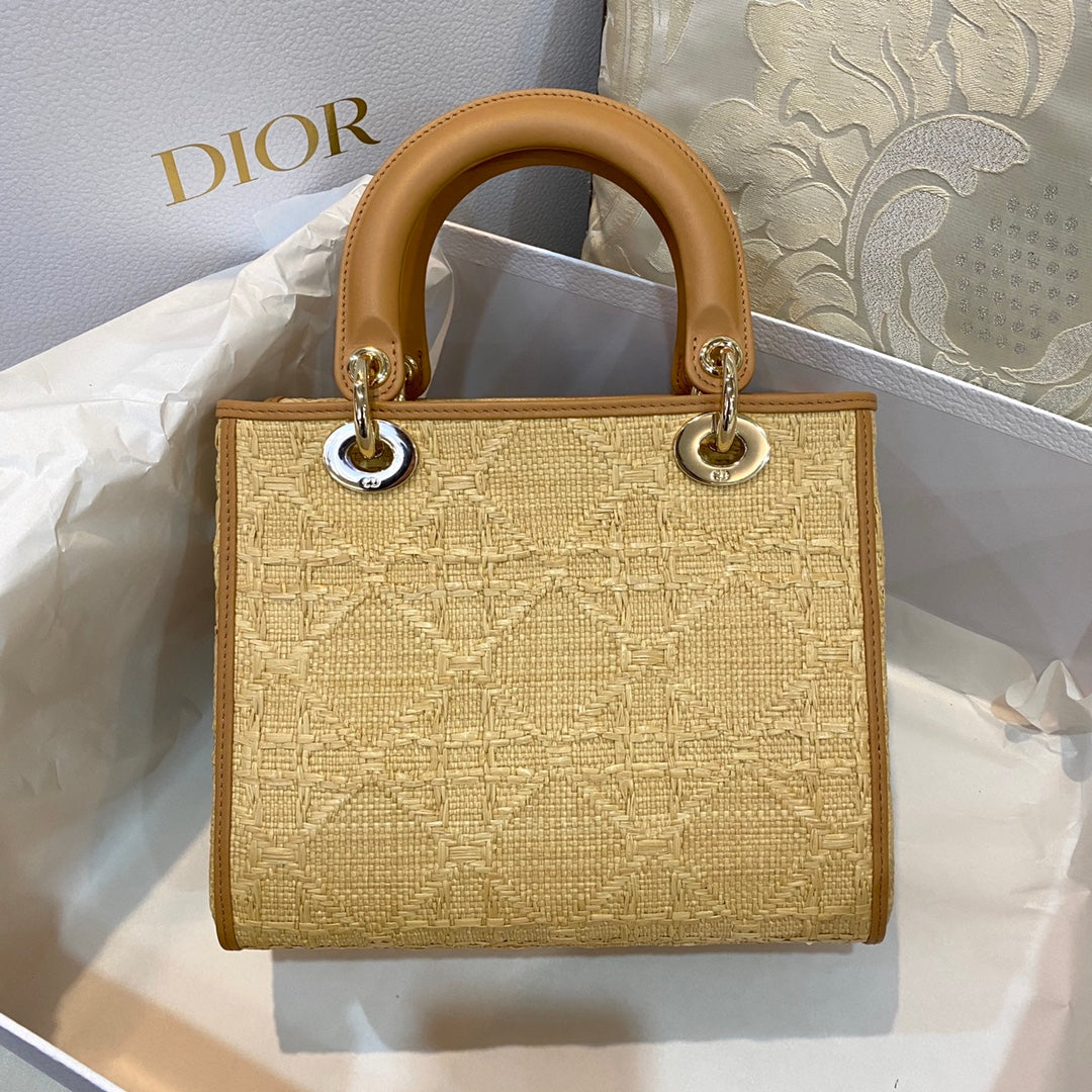 GLAMI MeGLAMIum Lady Bag Natural Cannage Raffia, Brown Handbags, 24cm CD M0565OMBD_M925