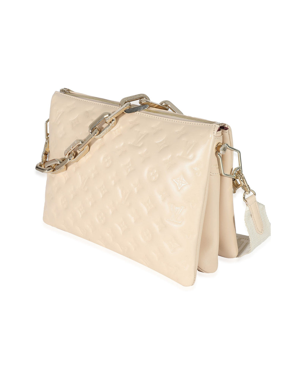 Louis Vuitton Cream Monogram Puffy Lambskin Coussin MM
