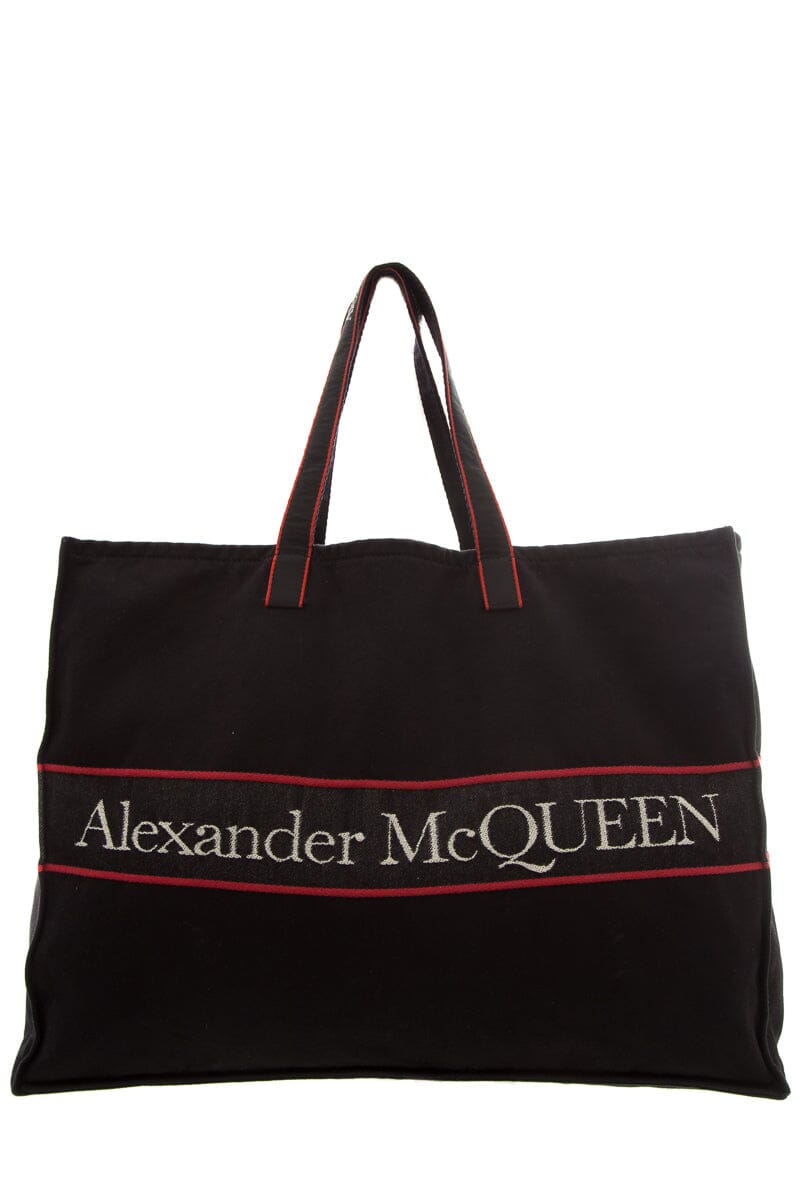 Alexander McQueen Black & Red Signature Canvas Tote