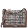 CHANEL Boy Flap Bag Quilted Tweed Large
