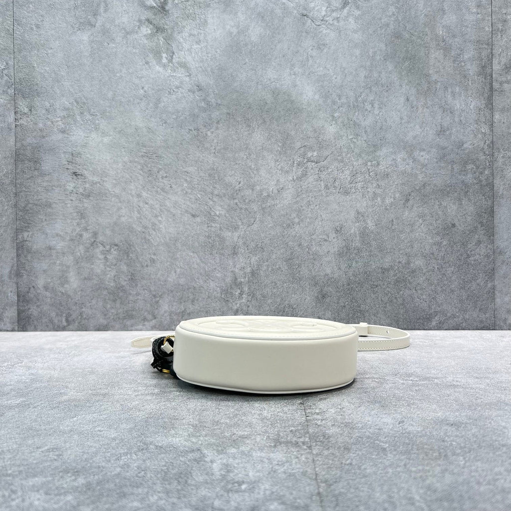 GLAMI Crossbody Oval Purse Cuir Triomphe White For Women 6in/16cm
