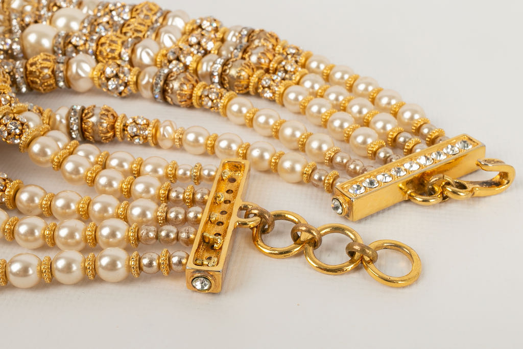 Collier court de perles nacrÃƒÆ’Ã‚Â©es et strass