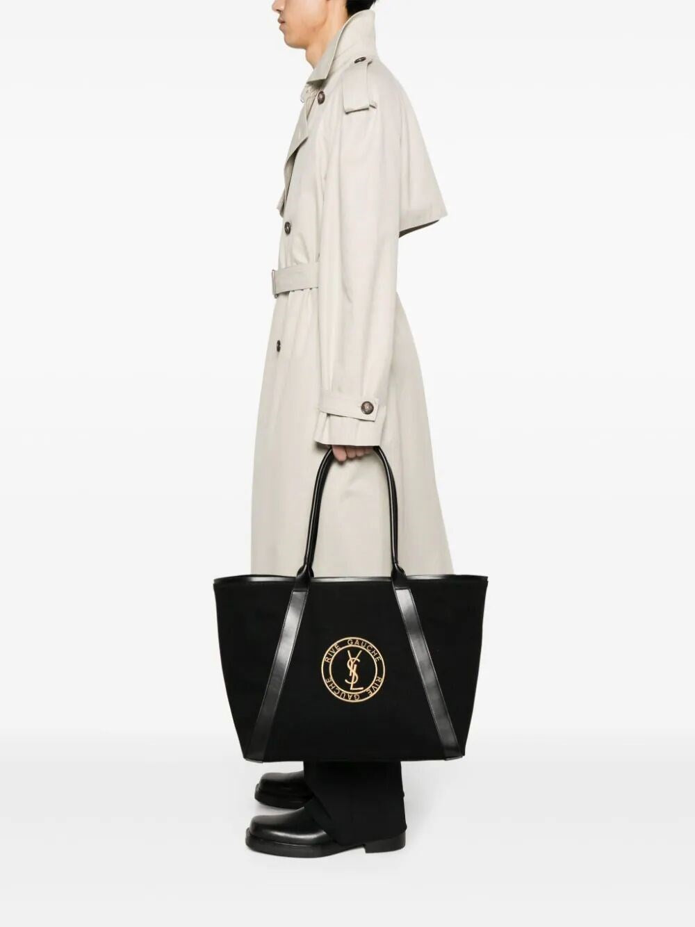 Saint Laurent Men Rive Gauche Tote Bag In Canvas
