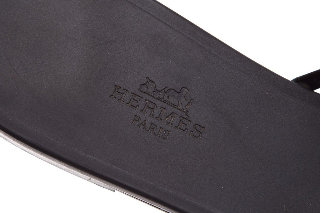 HermÃƒÆ’Ã‚Â¨s Black Rivage ChaÃƒÆ’Ã‚Â®ne d'Ancre Insignia Rubber Sandals SZ 41