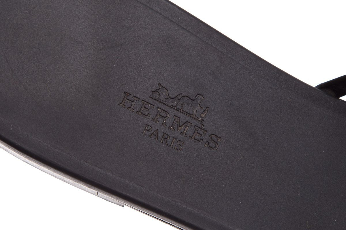 HermÃƒÆ’Ã‚Â¨s Black Rivage ChaÃƒÆ’Ã‚Â®ne d'Ancre Insignia Rubber Sandals SZ 41