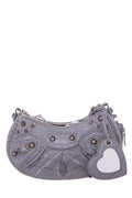 Balenciaga Grey Cagole Croc Embossed Shoulder Bag