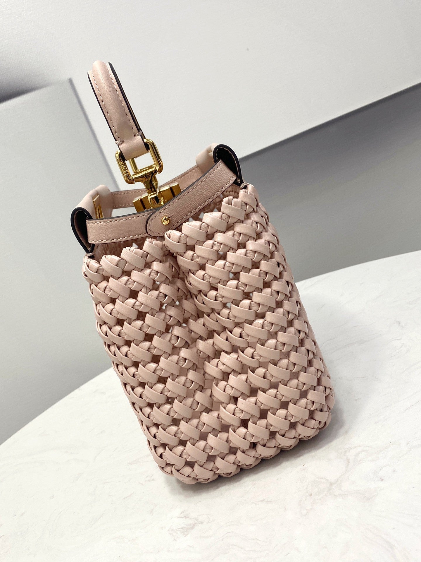 FI GlamI Mini Pale Pink Braided Bag For Woman 18cm/7in