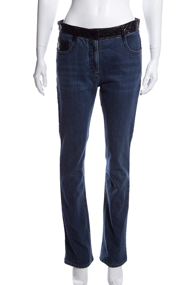 Chanel Denim Patent Leather Accent Jeans SZ 40