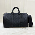 LV So Black Keepall 35 Bandouliere in Black Monogram Embossed Taurillon Calfskin and Black HW