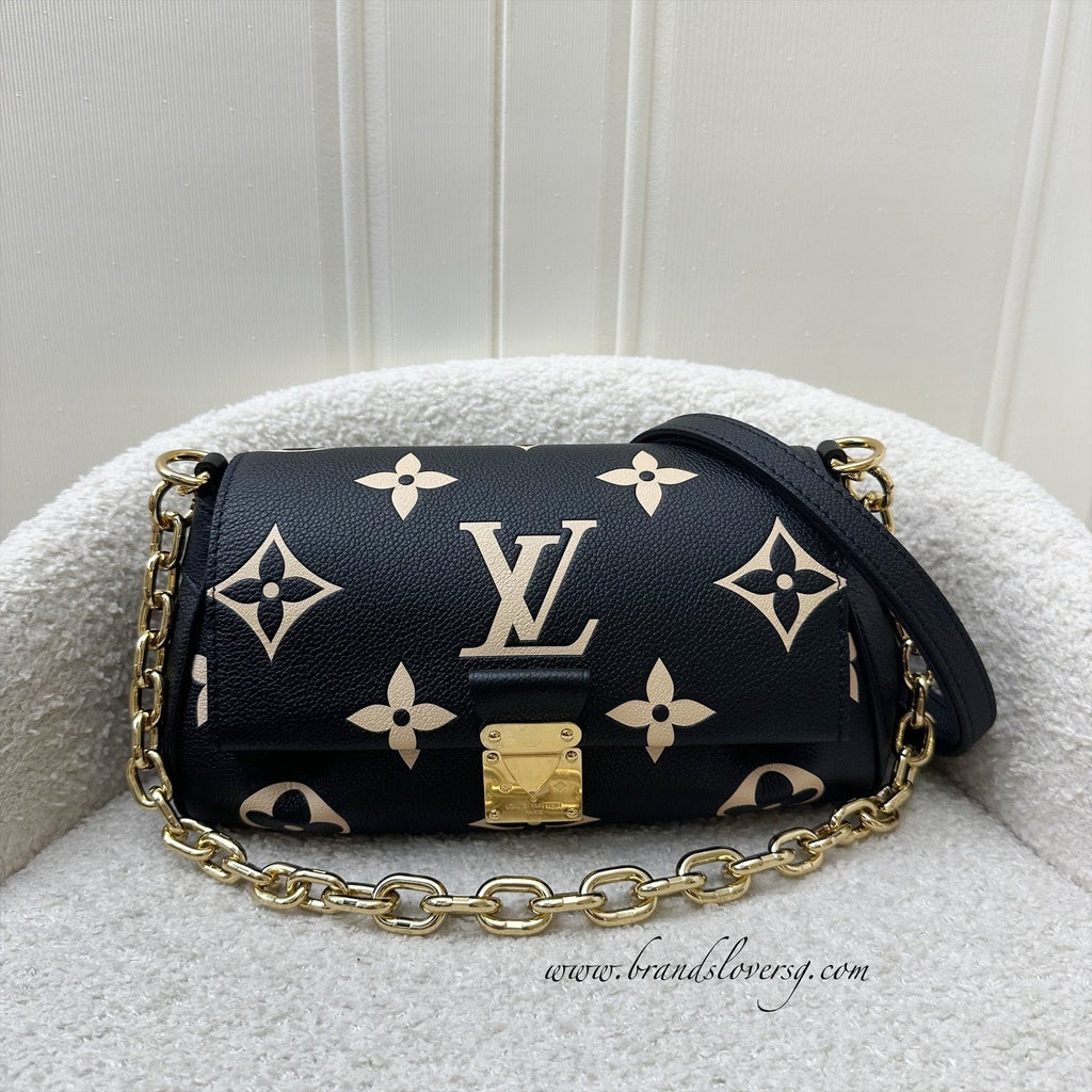 LV Favorite Bag in Bicolor Black and Creme Giant Monogram Empreinte Leather and GHW