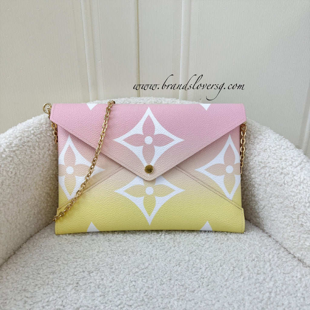 LV Large Kirigami Pochette in Pink / Yellow By the Pool Canvas and GHW