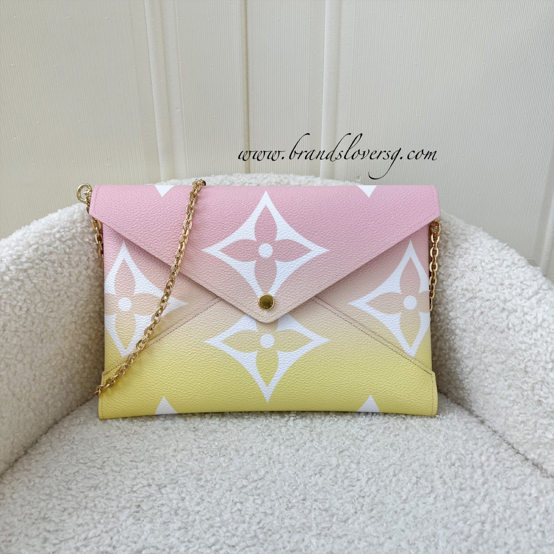 LV Large Kirigami Pochette in Pink / Yellow By the Pool Canvas and GHW