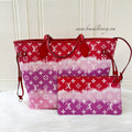 LV Neverfull MM with Detachable Pouch in Red / Pink Escale Monogram Canvas SHW
